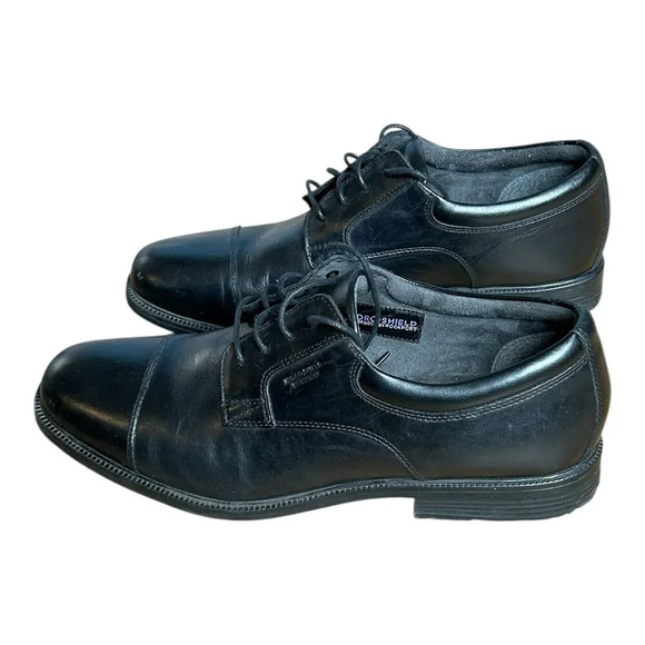 Rockport Hydro-Shield And Waterproof Black Dress Shoes With Walkability Sz 13 - Picture 3 of 7